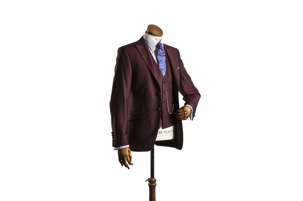 Deep Red, maroon wedding suit 